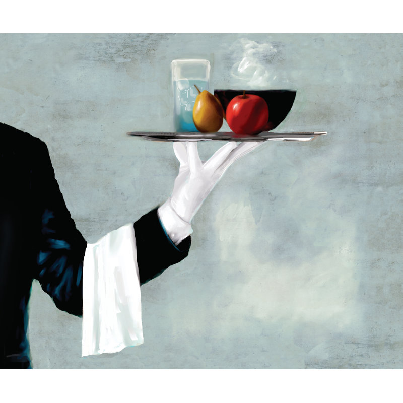 Waiter with Food - Painting Print, 81 cm H x 122 cm W, Wrapped Canvas