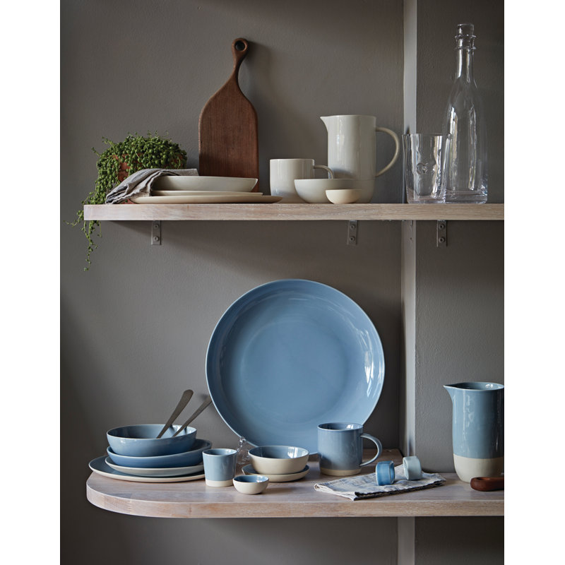 Service de vaisselle 16 pièces en porcelaine Bisque Canvas Home Shell, service pour 4, Bleu