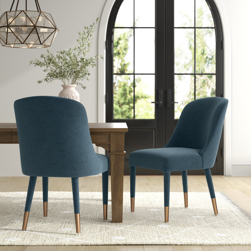 Belhaven 19'' H Velvet Upholstered Parsons Chair, Blue