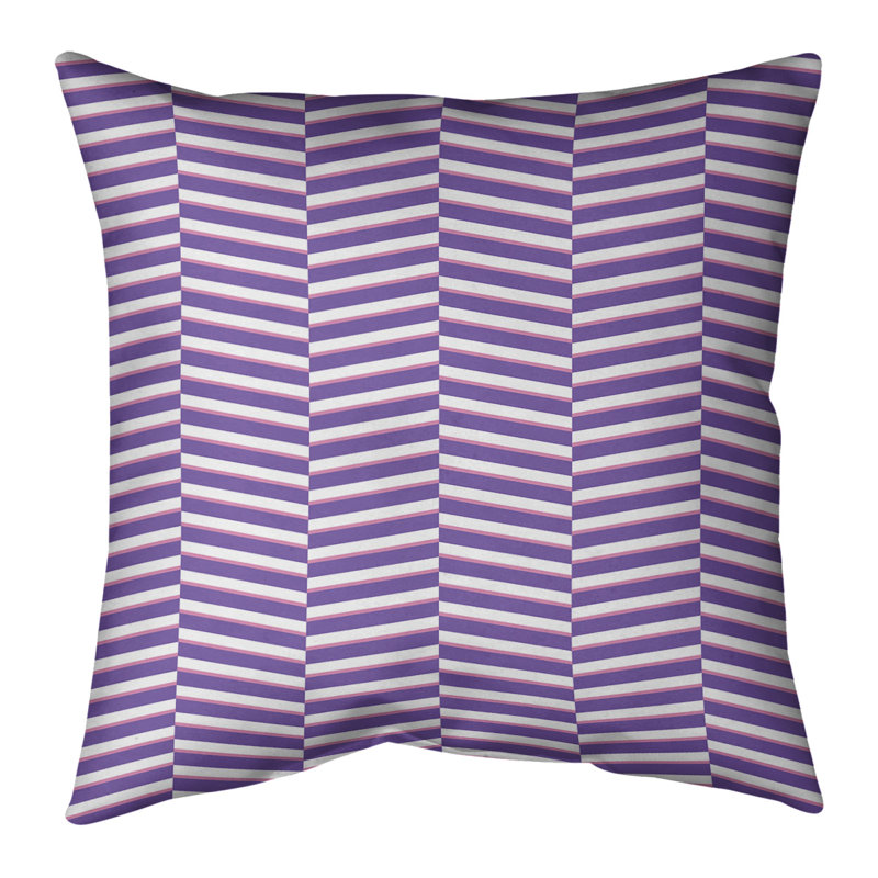 Coussin Fractured Stripes, H 16 po x l 16 po, Duvet synthétique, Petit mauve; rose