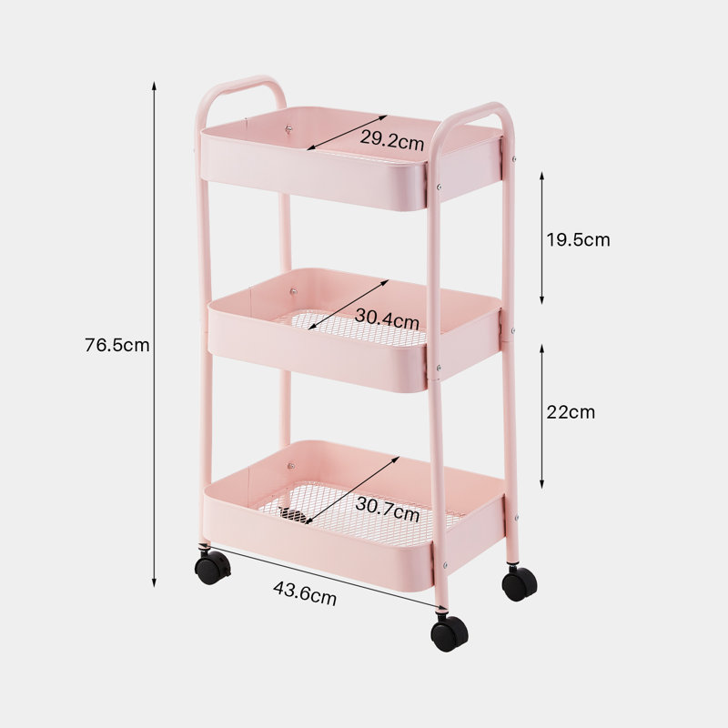 Kysa Metal Kitchen Cart, Pink