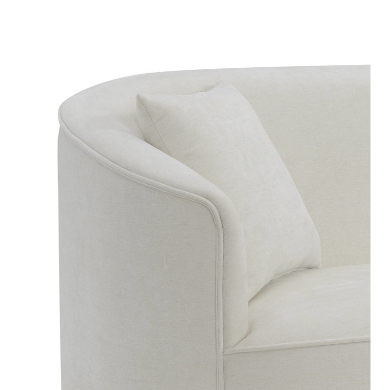 Odette 64''L Chenille Fabric Upholstered Loveseat with 2 Pillows in Beige