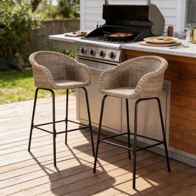 Outdoor Metal Wicker Barstool