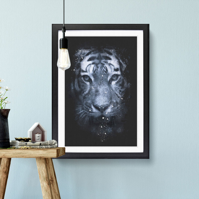 Tiger Portrait - Framed Print, 45cm H x 33cm W x 2cm D, Black Framed