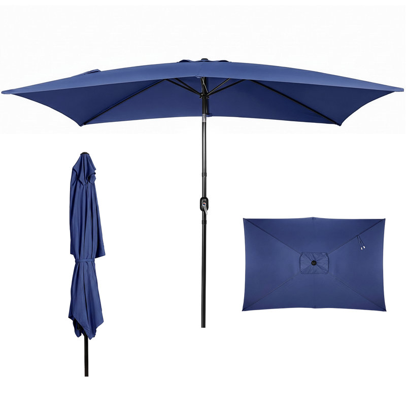 Parasol de patio rectangulaire 9,8 × 6,4 pi, Navy Blue