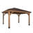 Backyard Discovery Barrington 14' x 10' Cedar Wood Outdoor Patio Gazebo with Hardtop Galvanized Steel Hip Roof and PowerPort