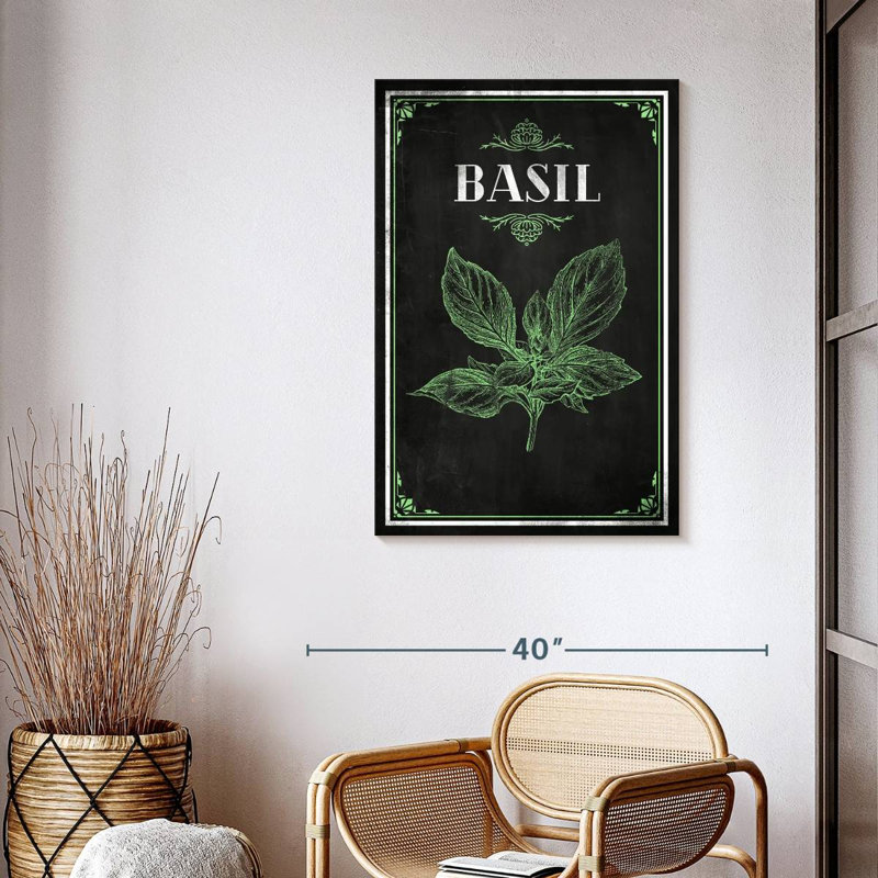 Basilic frais sur toile, H 39 po x l 26 po x P 1,25 po