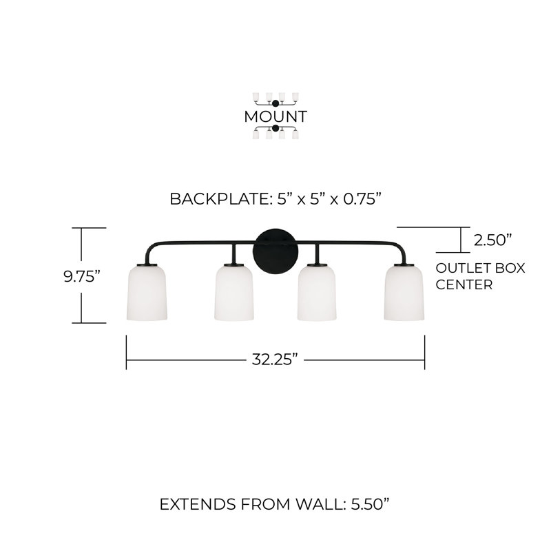 Newport 4-Light Dimmable Vanity Light, Matte Black