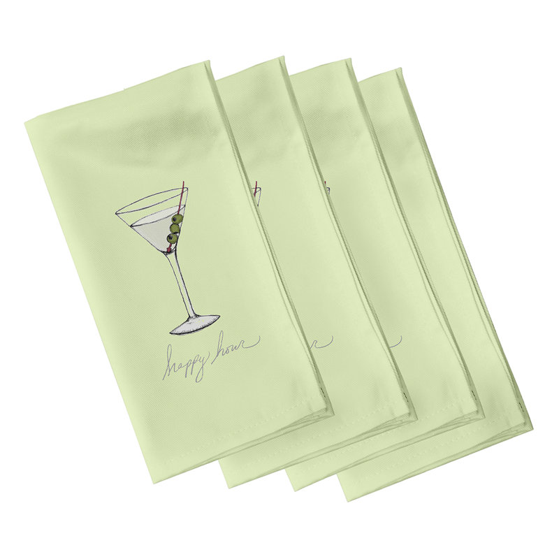 Josefien Polyester Abstract Square Napkin, Green