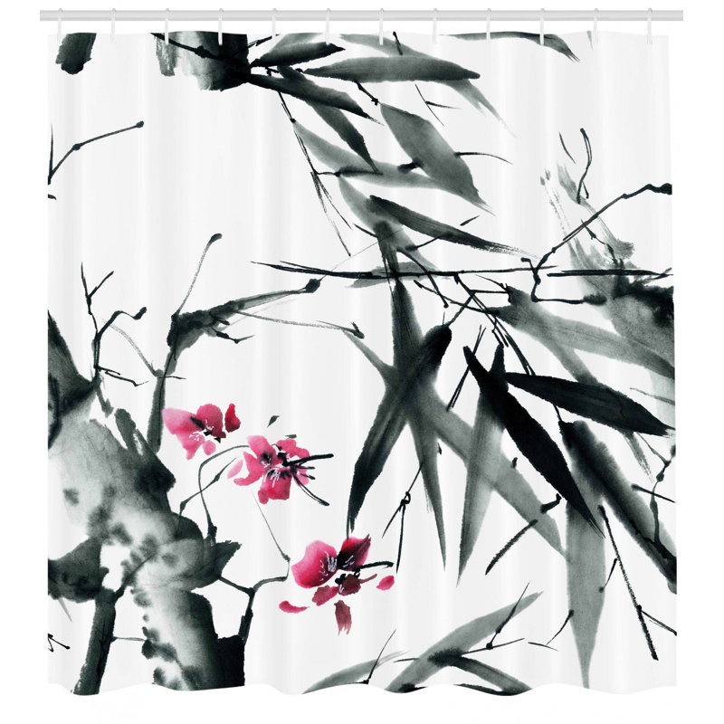 Rideau de douche Bamboo With Cherry Blossom Decor, H 70 po x l 69 po