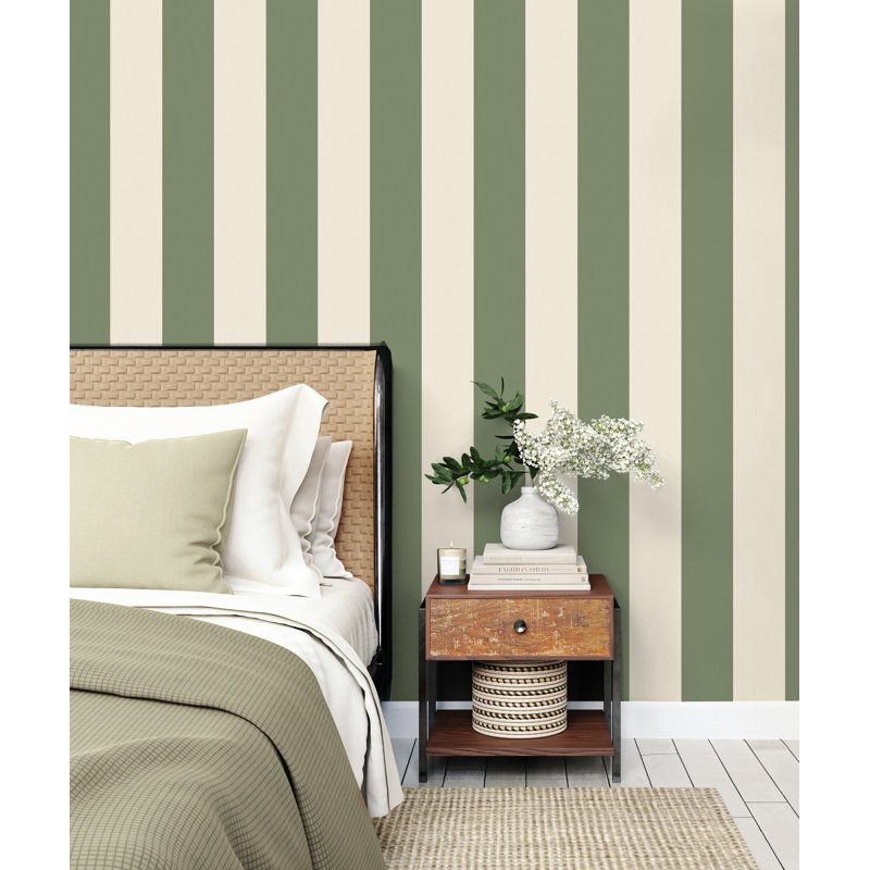 Distinctive Stripe Wallpaper, Sage