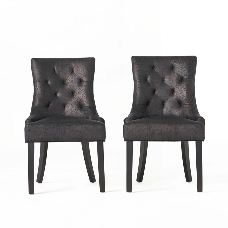 1'' H Tufted Upholstered Side Chair, Black