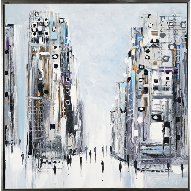 Cityscape by Ekaterina Ermilkina - Painting on Canvas, Wrapped Canvas, 46" H x 46" W