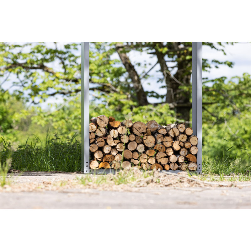 Janusz 100cm W Metal Log Rack, Silver