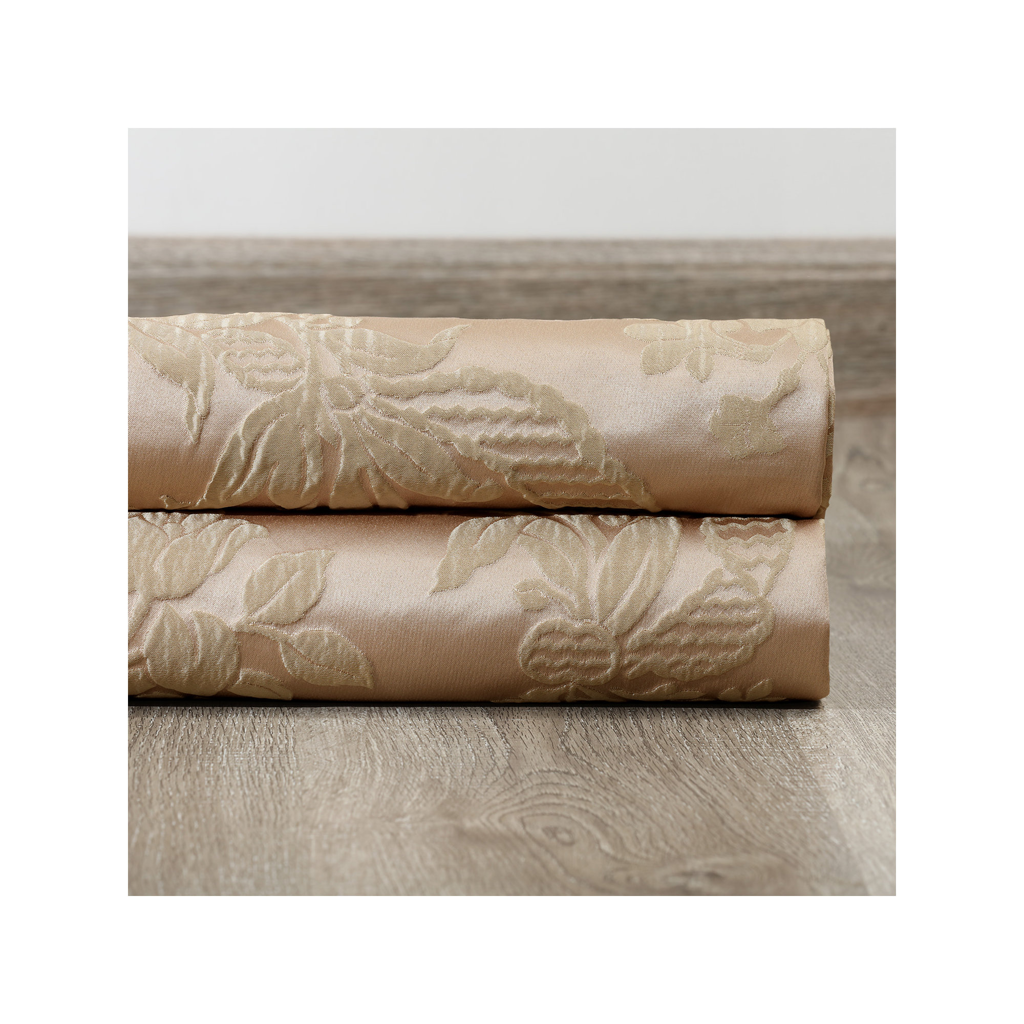 Ballsallagh Baroque Floral Faux Silk Jacquard Room Darkening Window Curtain -Single Panel, Magdelena Beige/Gold