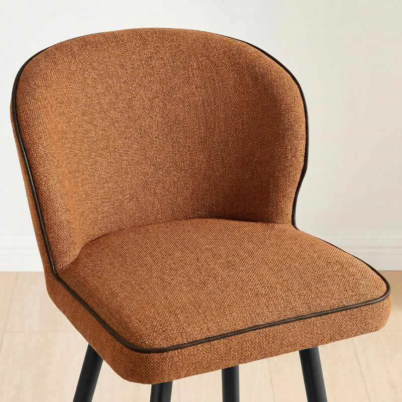 Ansel Breakfast Bar Stool - Luxury Fabric Upholstered Sleek Modern Design, Terracotta