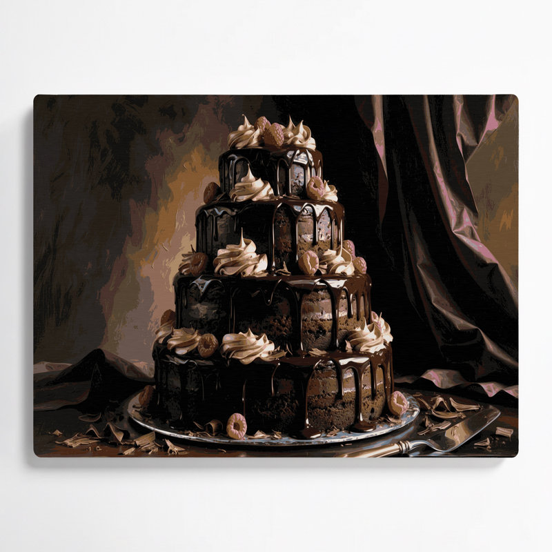 Desserts, gâteau au chocolat gris, art mural en métal, H 11 po x l 14 po