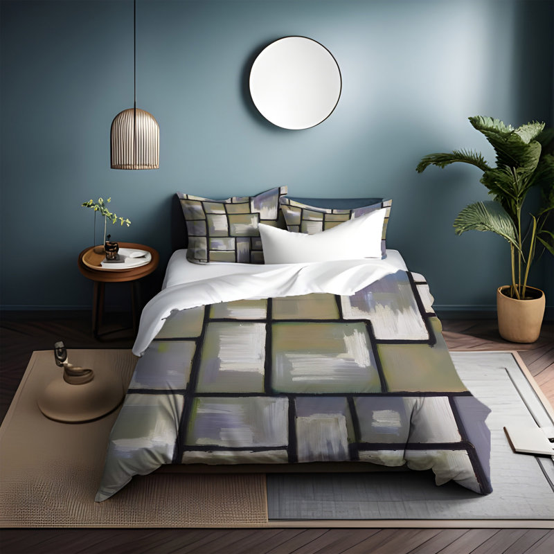 Polyester Abstract Duvet Cover, King Duvet Cover + 2 King Shams