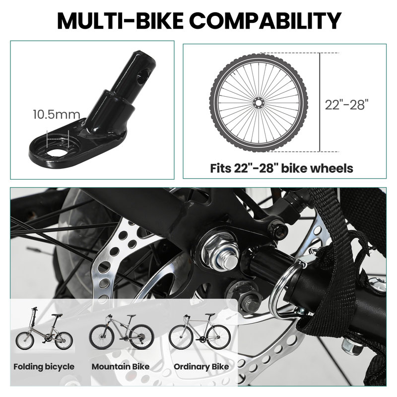 Remorque de cargaison de vélo, remorque à vélo avec roues à dégagement rapide de 16 po