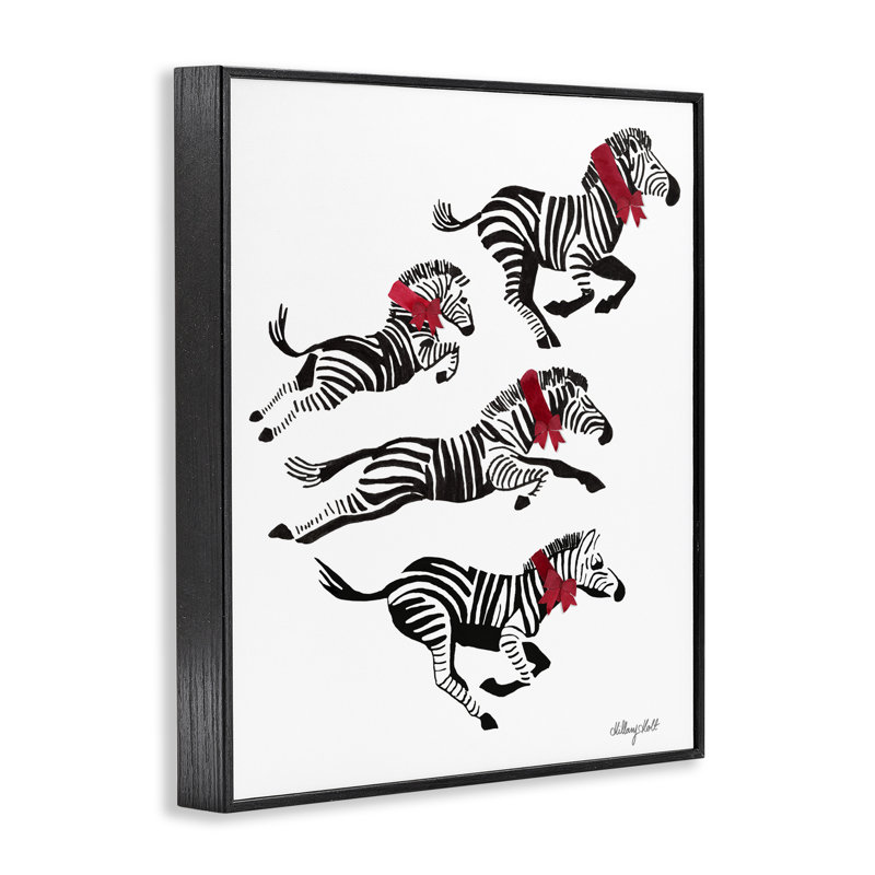 Estampe zébrée avec rubans, estampe numérique, design par Hillary Holt, H 14 po x l 11 po, Giclée encadrée noir minuit