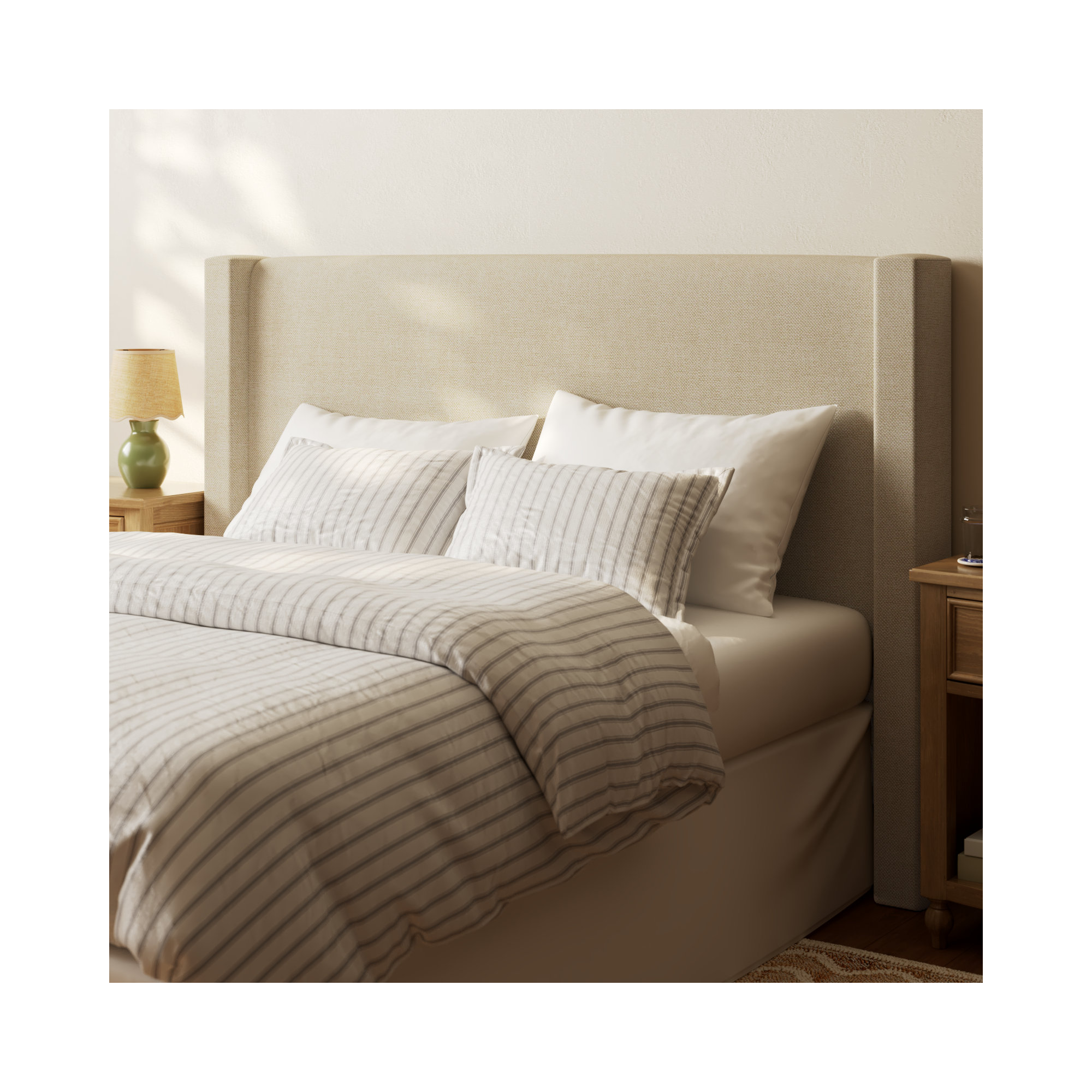 Benson Upholstered Headboard, King, Beige