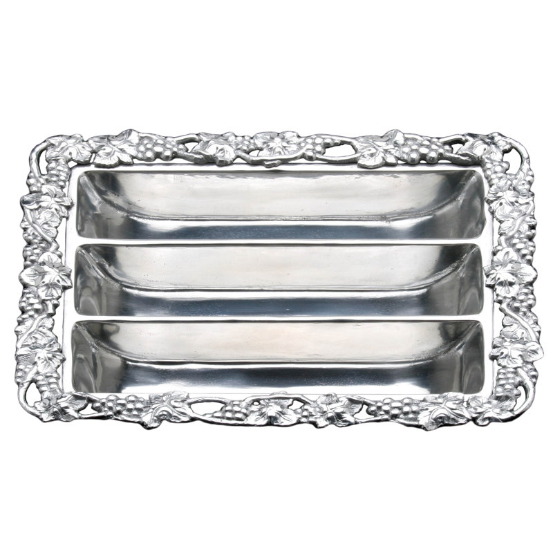 Arthur Court Polished Aluminum Grape Flatware Caddy Organizer
