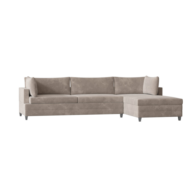 Todd Chaise Sectional, Antique White, Bella Pearl Performance Velvet
