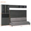  Lit escamotable double pleine grandeur avec canapé, tablettes de rangement, ports USB et éclairage, gris-953231310-953231309