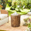 Tabouret d'arbre en béton, table d'appoint décorative ronde, finition naturelle pour l'intérieur et l'extérieur, polyvalent, style tabouret de 198 lb, surface en grain de bois, espaces extérieurs, soutenu, 14,5 po x 17 po