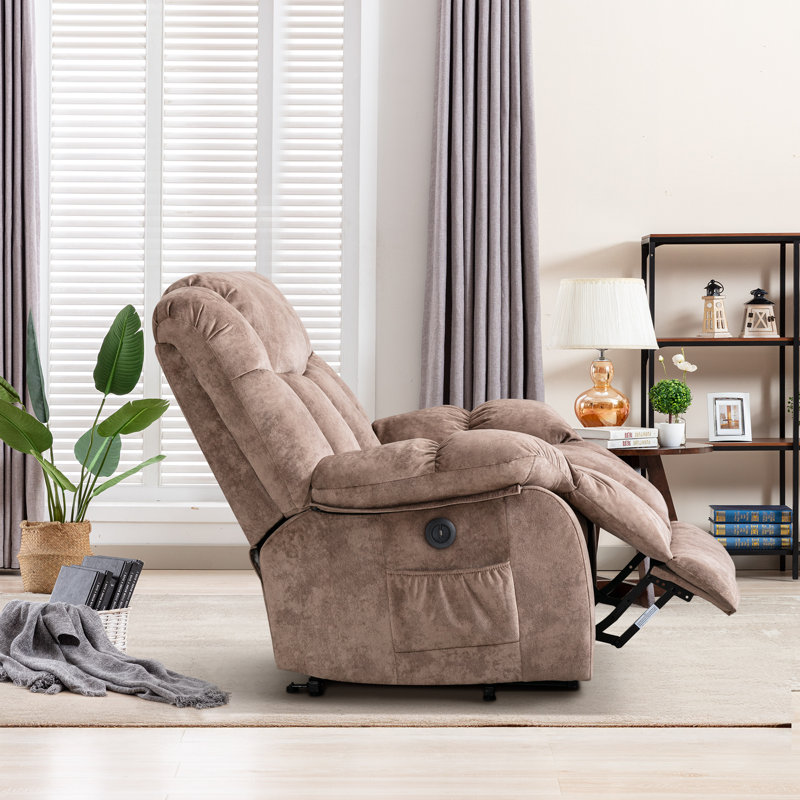 Siège de cinéma inclinable en microfibre de 36,6 po Beitz, Microfibres et suédine chameau