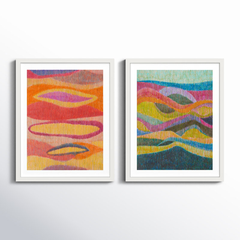 Merengue et tango. Ensemble de 2, par James Pilon - art mural encadré, H 20 po x l 16 po x P 1,25 po, Cadre blanc
