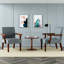 De 2 chaises en tissu gris avec structure en bois franc et fauteuil d'appoint de table - Style