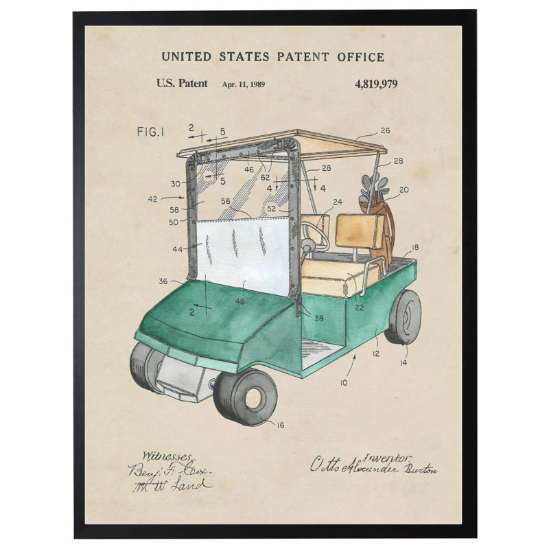 Golf Cart Patent in Black Frame