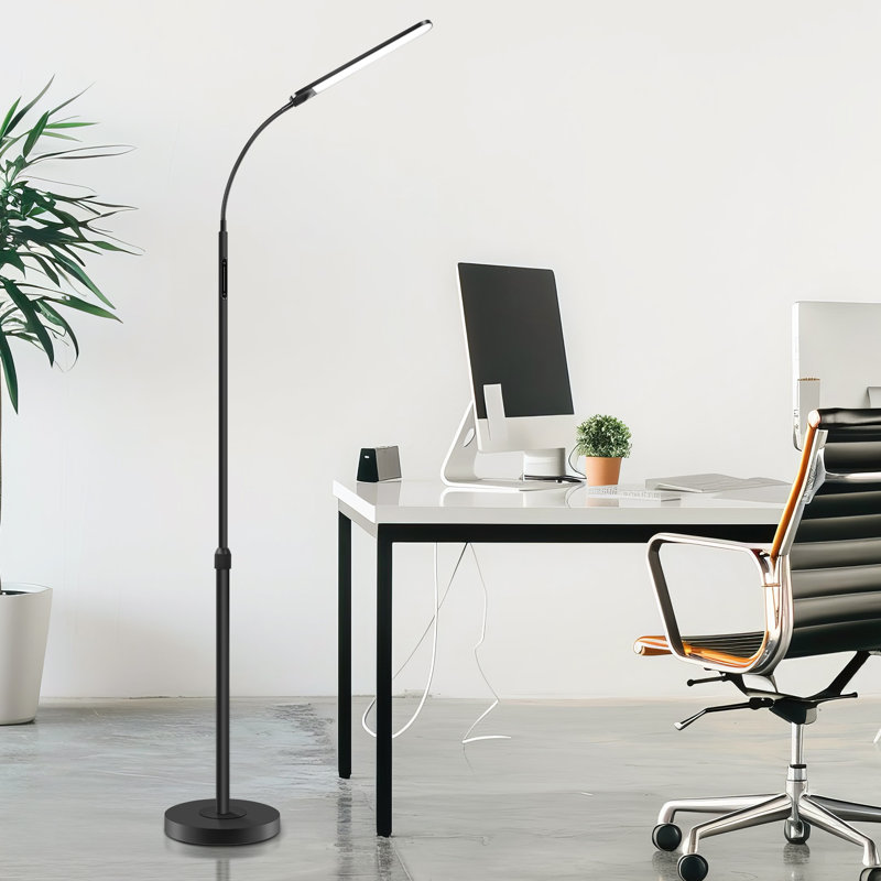  Loudean 72.8' LED Floor Lamp with Remote Control and Adjustable Reading Light, Noir