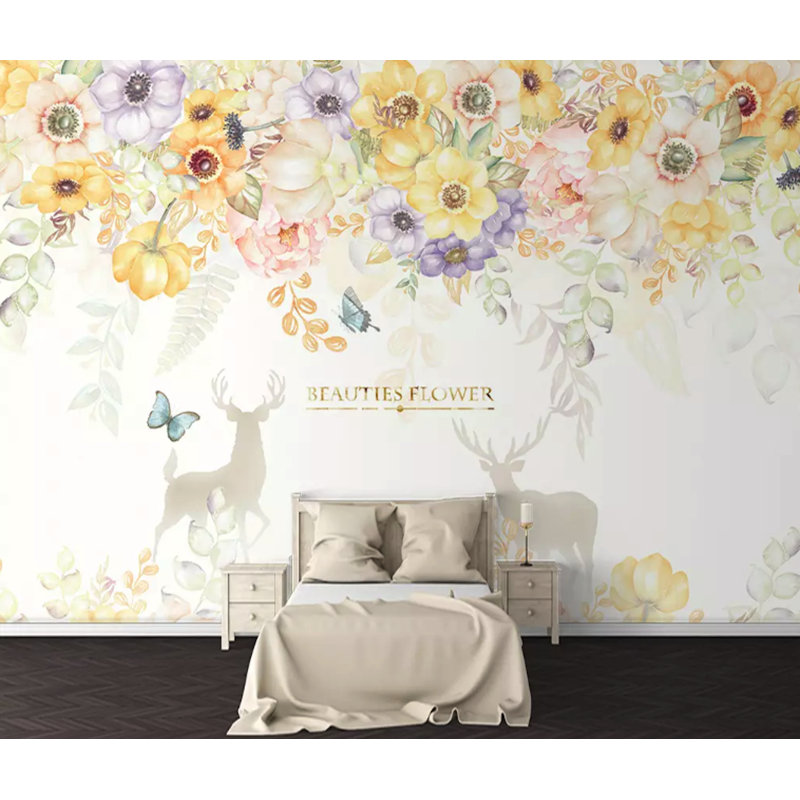 Floral Wall Mural, 6.25' L x 9.33' W