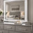 Gala Dresser Mirror, Embedded Crystal Trim w LED, Gray 40x44 Rectangular