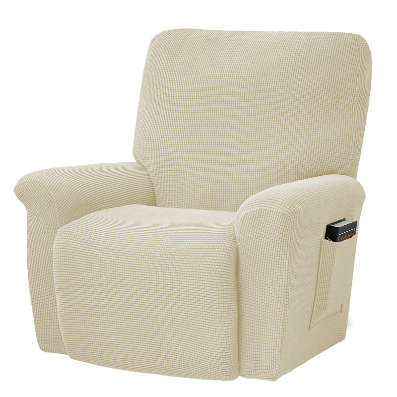 Housse pour fauteuil inclinable à coussins carrés/rectangulaires, Mélange de polyester beige