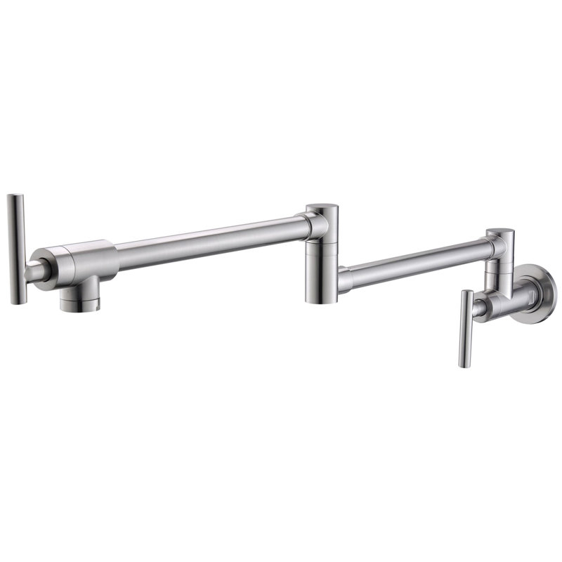 Wall Mounted Pot Filler Faucet With Double Joint Swing Arms Single Hole Folding Kitchen Faucet Stainless Steel Double Handle Kitchen Sink Faucets