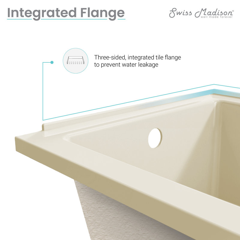 Voltaire 48" x 32" Alcove Bathtub, Right, Bisque