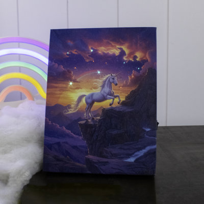 Toile de table illuminé 8 x 6 Unicorn Night Rainbow