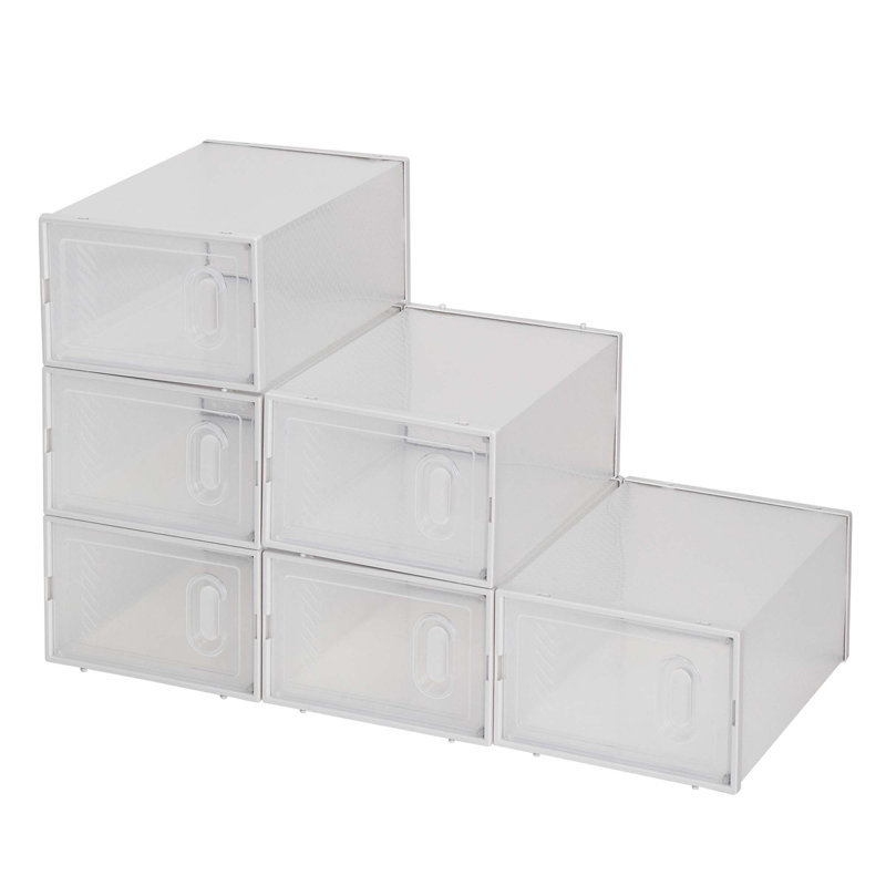 Shoe Storage Boxes 6 Pack Clear Plastic Stackable