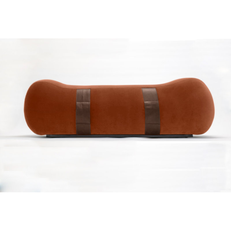 Milo Velvet Upholstered Bench, Marmalade/Creme Brulee
