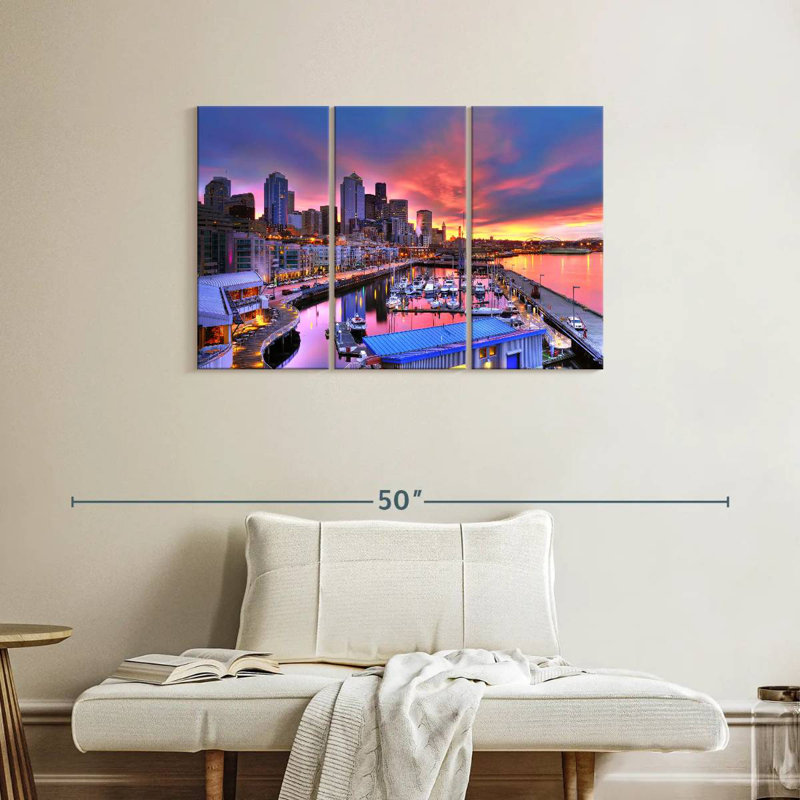 Seattle Marina At Dawn, 24" H x 38" W