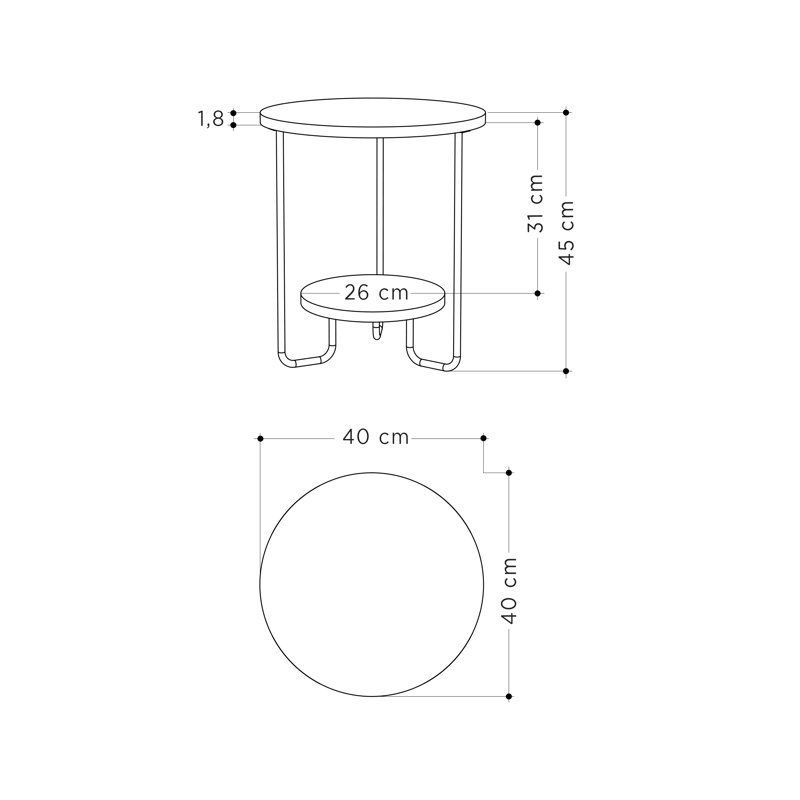 Corro Modern Side End Table White, Dark Coffee