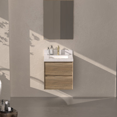 Meuble-lavabo moderne 24 po avec comptoir et lavabo en pierre reconstituée