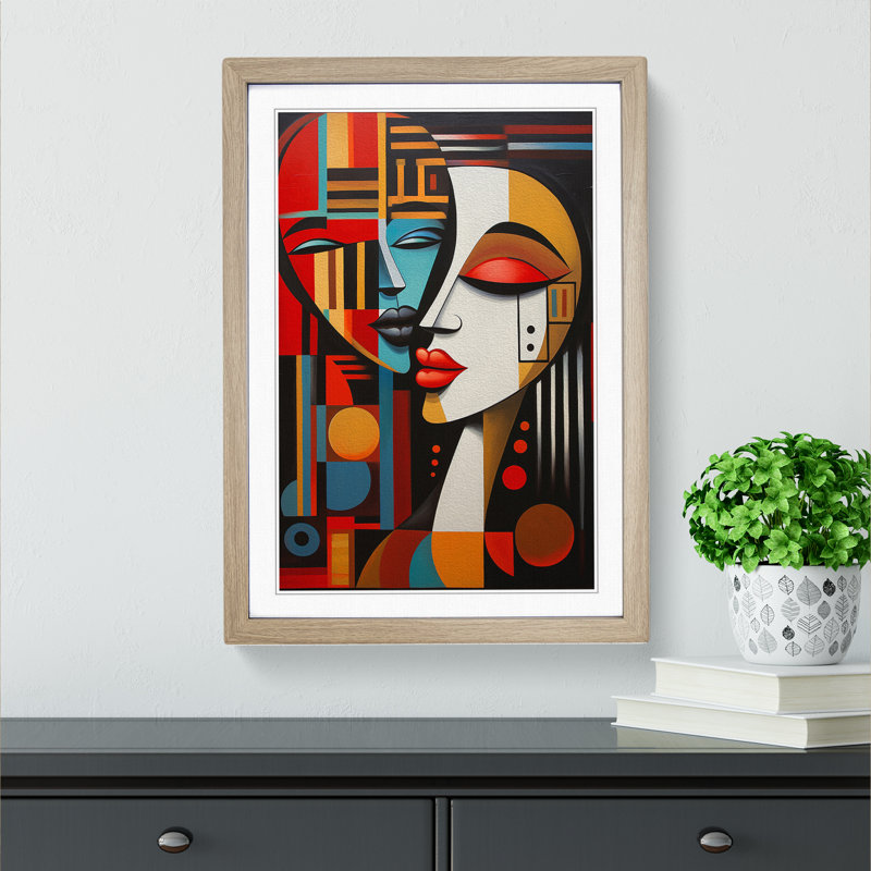 Lovers Constructivism Art - Framed Print, Oak Framed, 46cm H x 34cm W x 2cm D