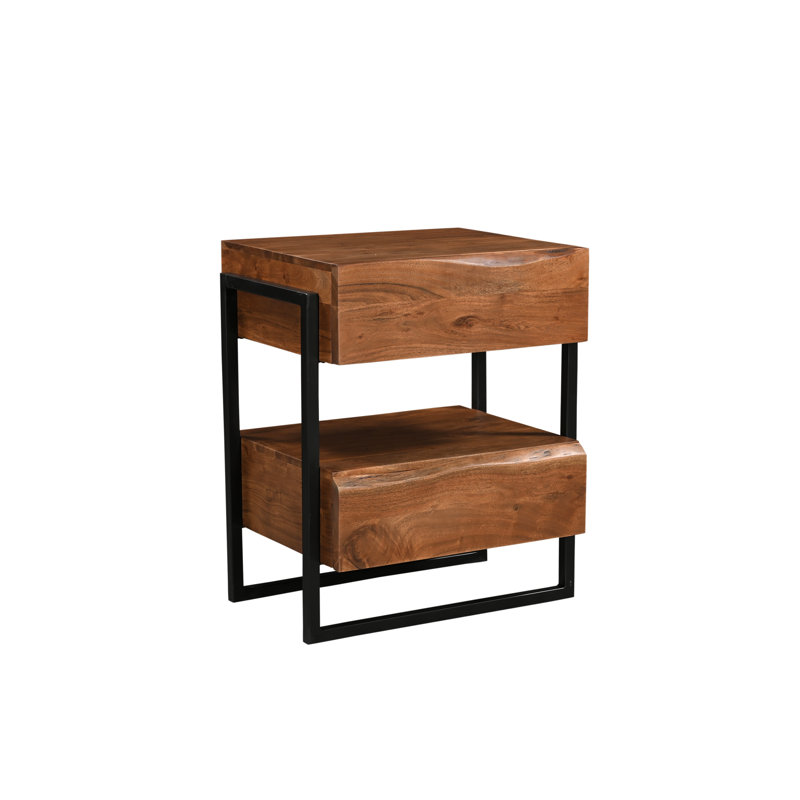 Keerat 2-drawer Live Edge Solid Wood Nightstand