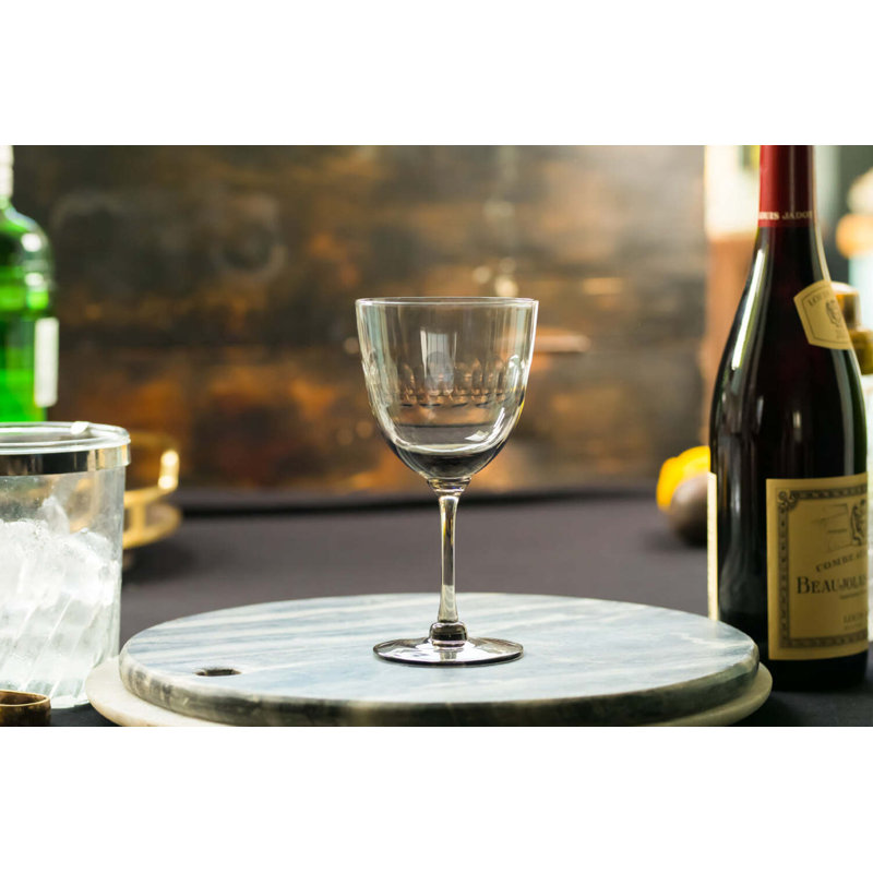Handmade Crystal Wine Glass, Clear/Black