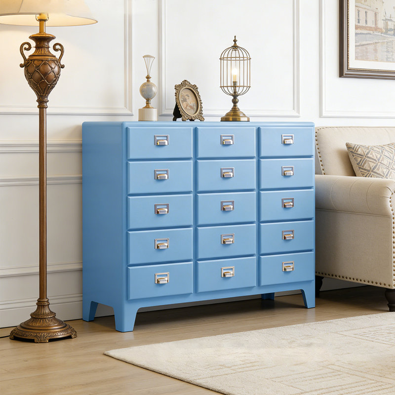 Commode d'appoint multifonctionnelle de couleur unie, Bleu, H 37,8 po x l 45,28 po x P 15,75 po
