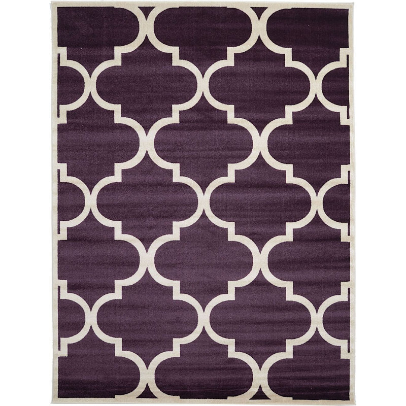 Tapis mauve / beige à motif géométrique Theodora, Rond 6 pi